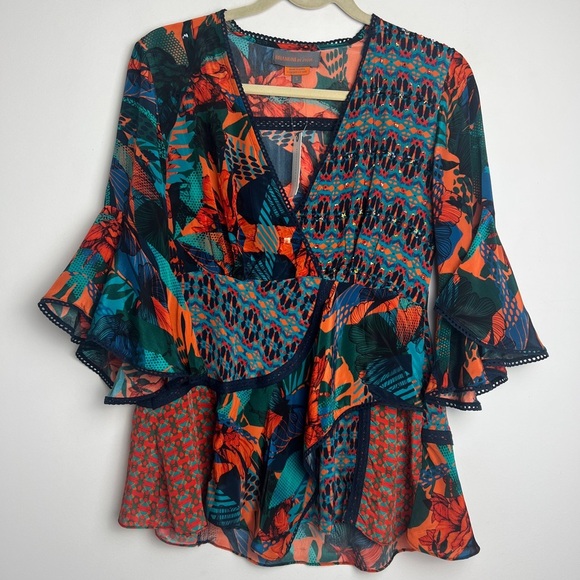NEW Anthropologie Bhanuni By Jyoti Celestine Embellished Embroidered Boho Top S - Picture 3 of 12